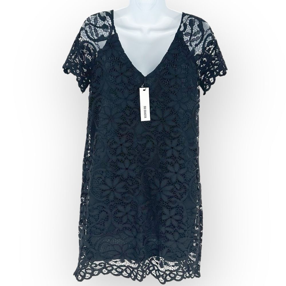 BB DAKOTA NWT LITTLE BLACK DRESS LACE OVERLAY WITH LINING - Picture 4 of 10